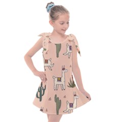 Llamas+pattern Kids  Tie Up Tunic Dress