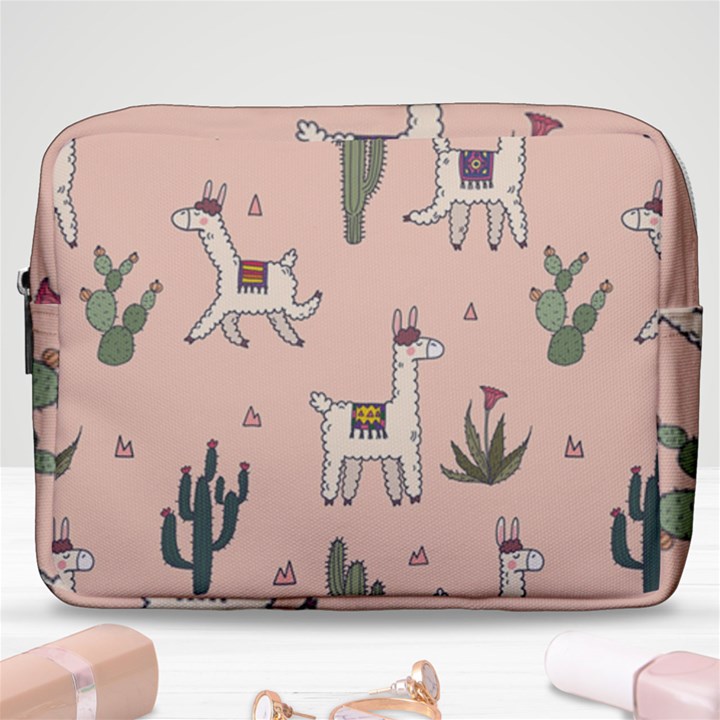 Llamas+pattern Make Up Pouch (Large)