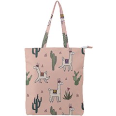 Llamas+pattern Double Zip Up Tote Bag