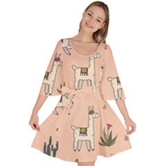 Llamas+pattern Velour Kimono Dress