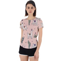 Llamas+pattern Back Cut Out Sport Tee