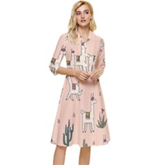 Llamas+pattern Classy Knee Length Dress