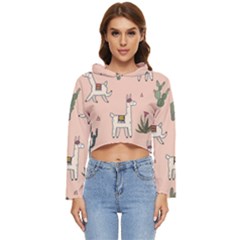 Llamas+pattern Women s Lightweight Cropped Hoodie