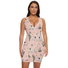 Llamas+pattern Draped Bodycon Dress