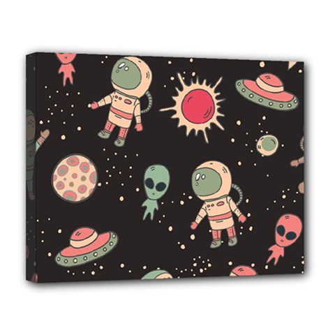 Space Pattern Cartoon Canvas 14  X 11  (stretched) by Jancukart