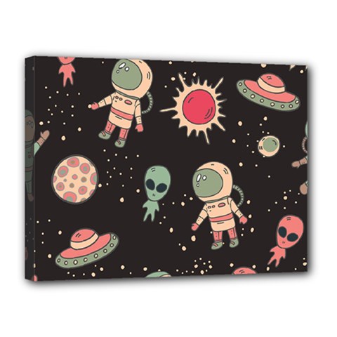 Space Pattern Cartoon Canvas 16  X 12  (stretched) by Jancukart