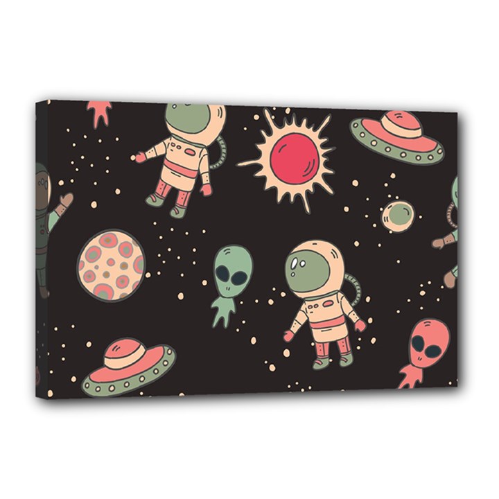 Space Pattern Cartoon Canvas 18  x 12  (Stretched)