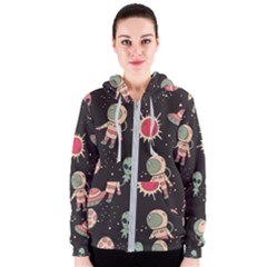 Space Pattern Cartoon Women s Zipper Hoodie