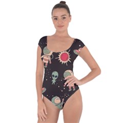 Space Pattern Cartoon Short Sleeve Leotard 