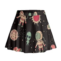 Space Pattern Cartoon Mini Flare Skirt