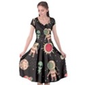 Space Pattern Cartoon Cap Sleeve Wrap Front Dress View1