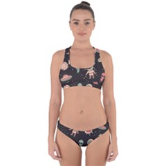 Space Pattern Cartoon Cross Back Hipster Bikini Set