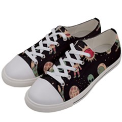 Space Pattern Cartoon Women s Low Top Canvas Sneakers by Jancukart