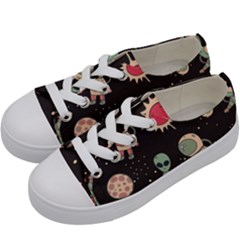 Space Pattern Cartoon Kids  Low Top Canvas Sneakers by Jancukart