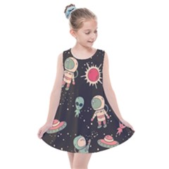 Space Pattern Cartoon Kids  Summer Dress