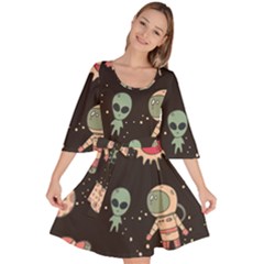 Space Pattern Cartoon Velour Kimono Dress