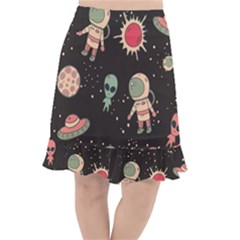 Space Pattern Cartoon Fishtail Chiffon Skirt