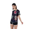 Space Pattern Cartoon Asymmetrical Short Sleeve Sports Tee View2