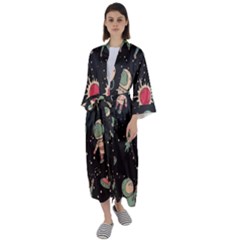 Space Pattern Cartoon Maxi Satin Kimono by Jancukart