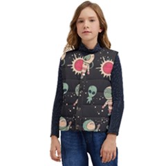 Space Pattern Cartoon Kid s Short Button Up Puffer Vest	