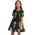 Space Pattern Cartoon Kids  Short Sleeve Dolly Dress View2