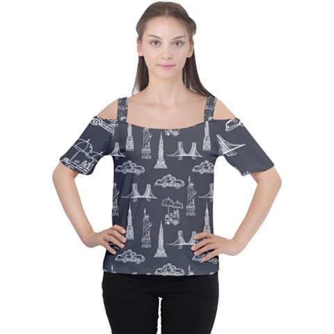 Nyc Pattern Cutout Shoulder Tee by Jancukart