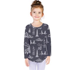 Nyc Pattern Kids  Long Sleeve Tee