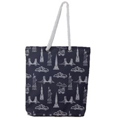 Nyc Pattern Full Print Rope Handle Tote (large) by Jancukart