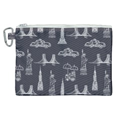 Nyc Pattern Canvas Cosmetic Bag (xl) by Jancukart