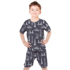 Nyc Pattern Kids  Tee And Shorts Set by Jancukart