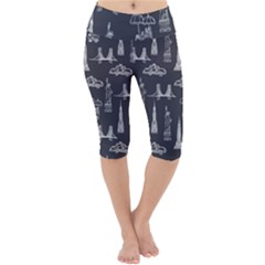 Nyc Pattern Lightweight Velour Cropped Yoga Leggings