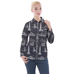 Nyc Pattern Women s Long Sleeve Pocket Shirt