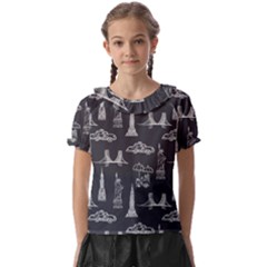 Nyc Pattern Kids  Frill Chiffon Blouse by Jancukart