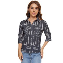 Nyc Pattern Women s Quarter Sleeve Pocket Shirt