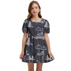 Nyc Pattern Kids  Short Sleeve Dolly Dress by Jancukart