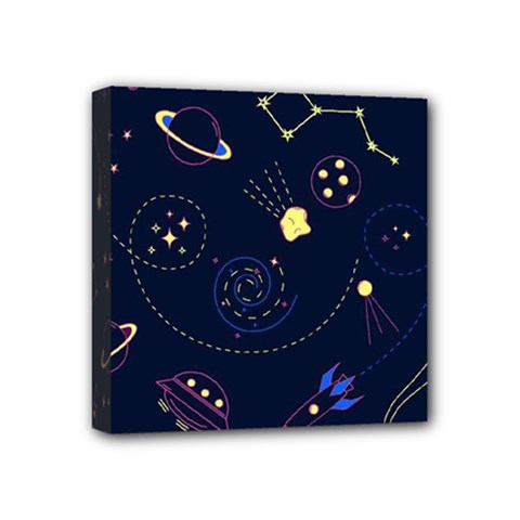 Cartoon-space-seamless-pattern-vectors Mini Canvas 4  X 4  (stretched) by Jancukart