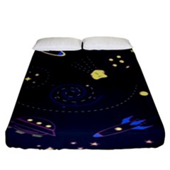 Cartoon-space-seamless-pattern-vectors Fitted Sheet (king Size) by Jancukart