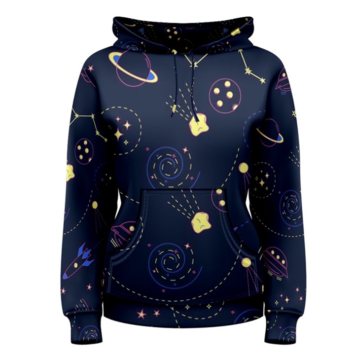 Cartoon-space-seamless-pattern-vectors Women s Pullover Hoodie