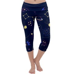 Cartoon-space-seamless-pattern-vectors Capri Yoga Leggings