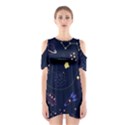 Cartoon-space-seamless-pattern-vectors Shoulder Cutout One Piece Dress View1