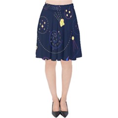 Cartoon-space-seamless-pattern-vectors Velvet High Waist Skirt