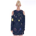 Cartoon-space-seamless-pattern-vectors Velvet Long Sleeve Shoulder Cutout Dress View2