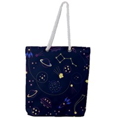 Cartoon-space-seamless-pattern-vectors Full Print Rope Handle Tote (large)