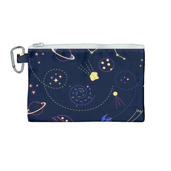 Cartoon-space-seamless-pattern-vectors Canvas Cosmetic Bag (Medium)