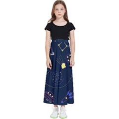 Cartoon-space-seamless-pattern-vectors Kids  Flared Maxi Skirt