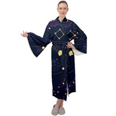 Cartoon-space-seamless-pattern-vectors Maxi Velour Kimono by Jancukart