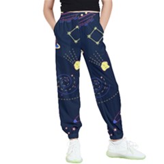 Cartoon-space-seamless-pattern-vectors Kids  Elastic Waist Pants by Jancukart