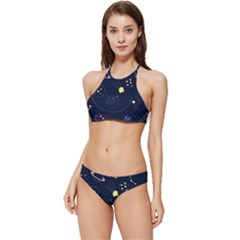 Cartoon-space-seamless-pattern-vectors Banded Triangle Bikini Set