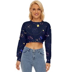 Cartoon-space-seamless-pattern-vectors Lightweight Long Sleeve Sweatshirt