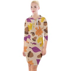 Seamless Verson Of Fal Pattern Quarter Sleeve Hood Bodycon Dress